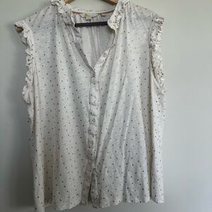 Boden Cream Ruffled Sleeveless Blouse